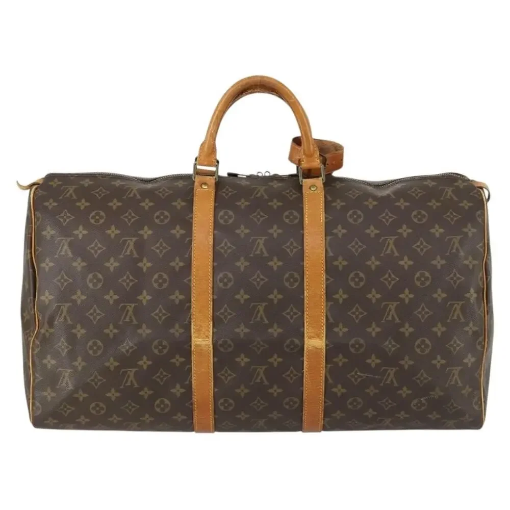 Louis Vuitton Monogram Keepall 55 Travel Bag Brown